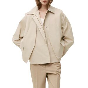 ZARA Oversized Khaki Cropped Full Zip Jacket Small - MISSING VEST